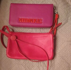 2pc 💖PINK Wallet /Wristlets 💖Steve Madden Wallet +Gap Cow Leather Wristlets 💖
